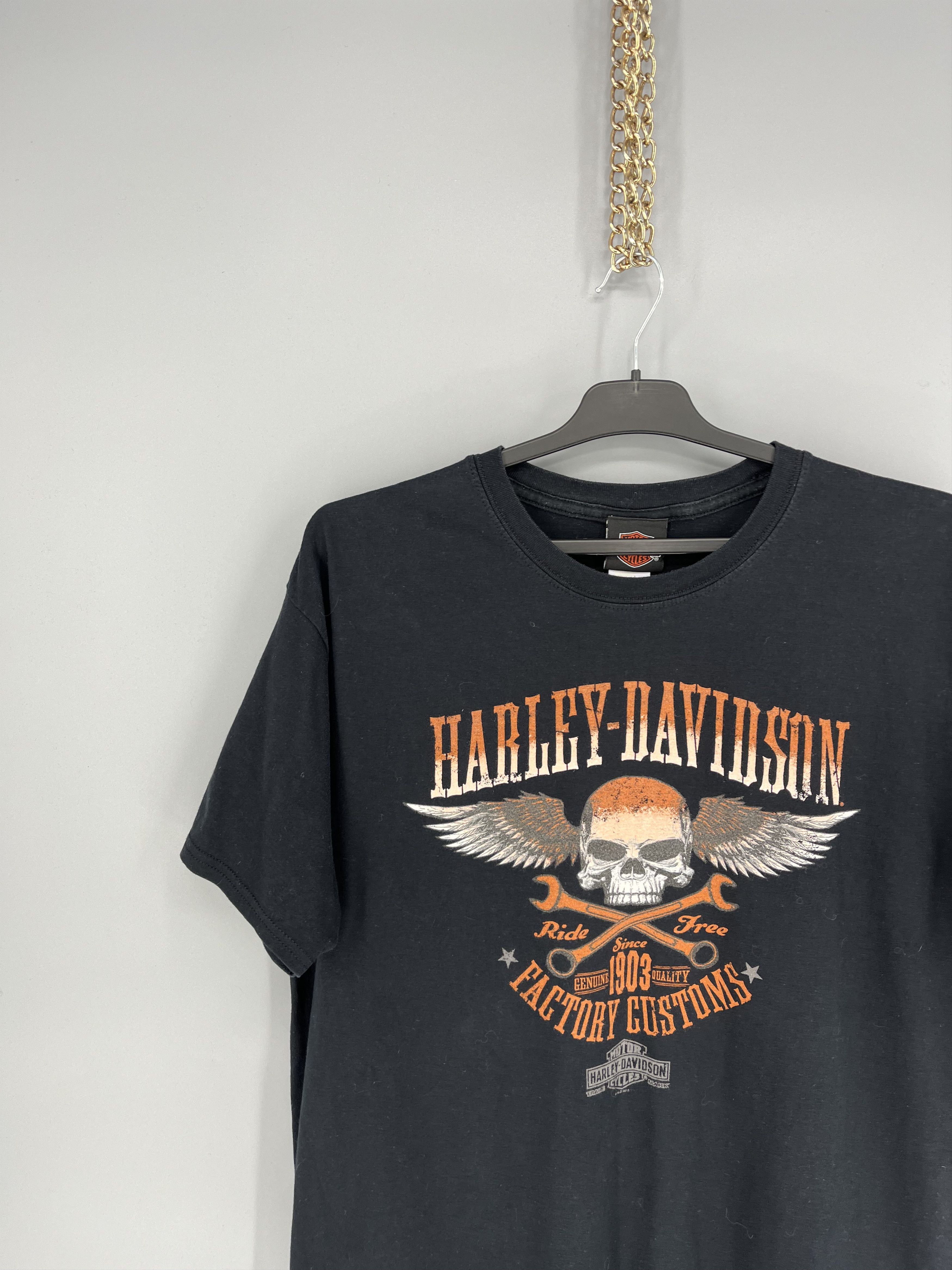 Harley Davidson Harley Davidson Spell Out Factory Customs Pocket T-Shirt Size US XL / EU 56 / 4 - 4 Thumbnail