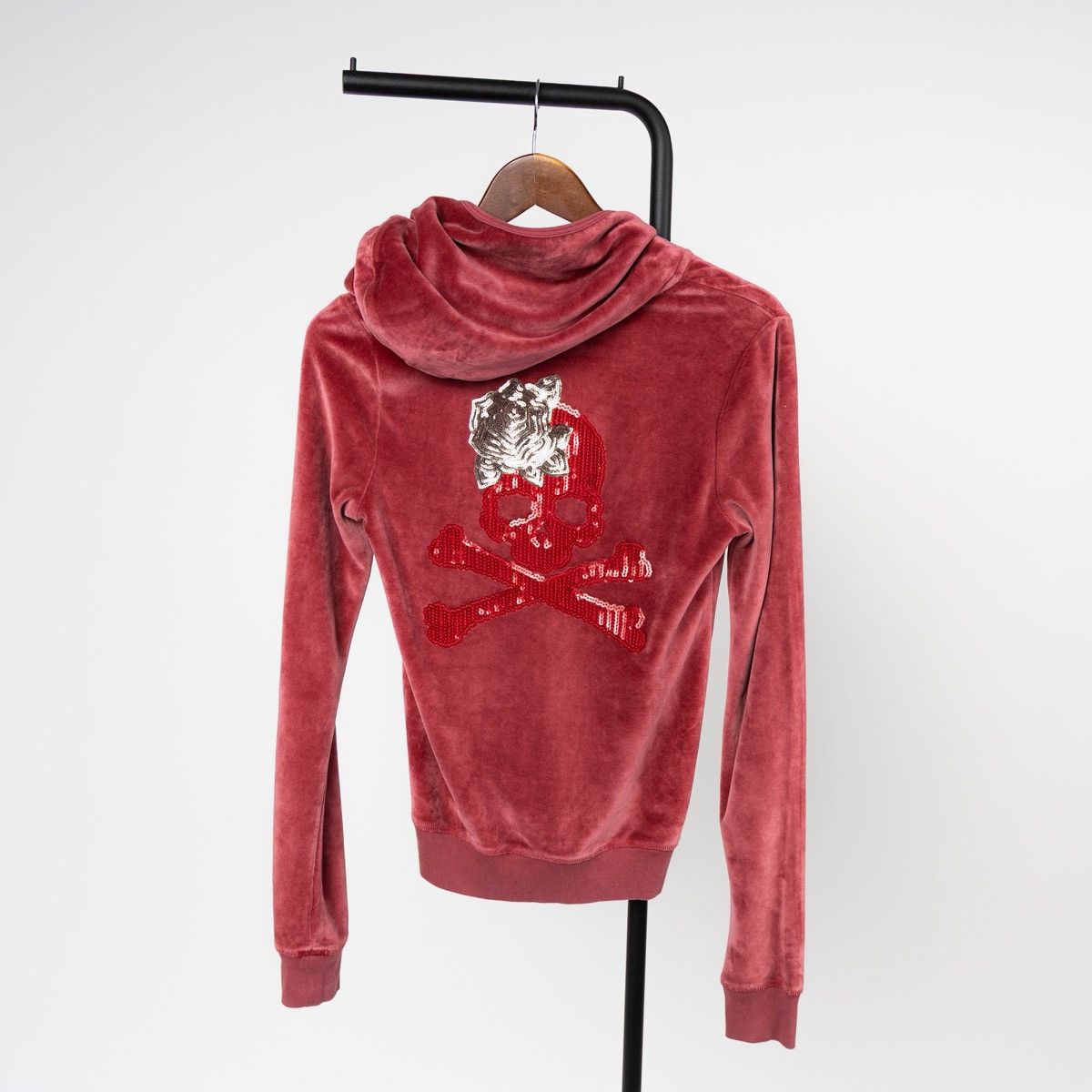 Philipp Plein Philipp Plein Women Luxury Velour Hoodie Full Zip Skull Logo Size S / US 4 / IT 40 - 4 Thumbnail