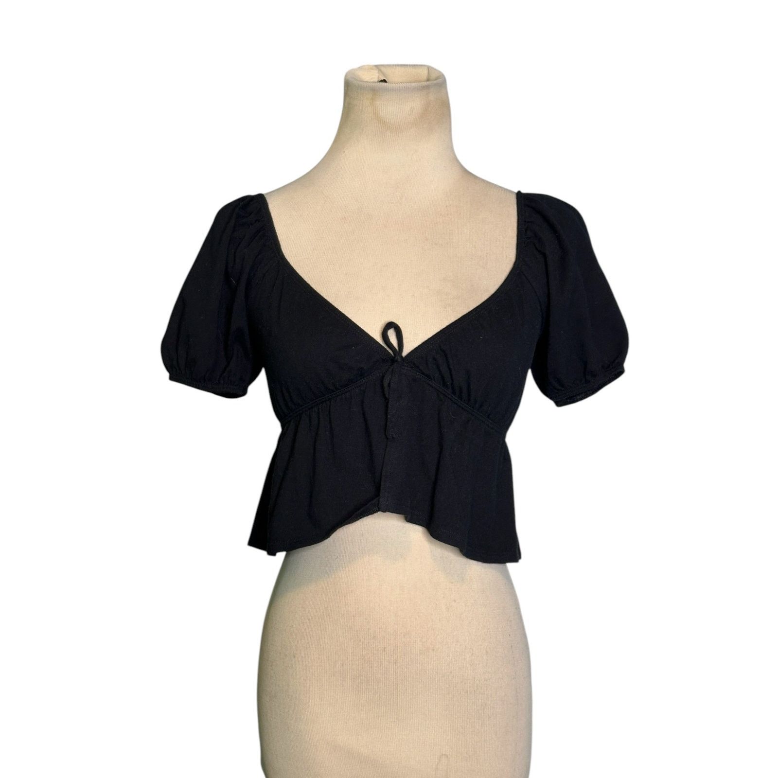 Aritzia Sunday Best black cotton front tie crop blouse size 2XS Size XXS / US 00 / IT 34 - 15 Thumbnail