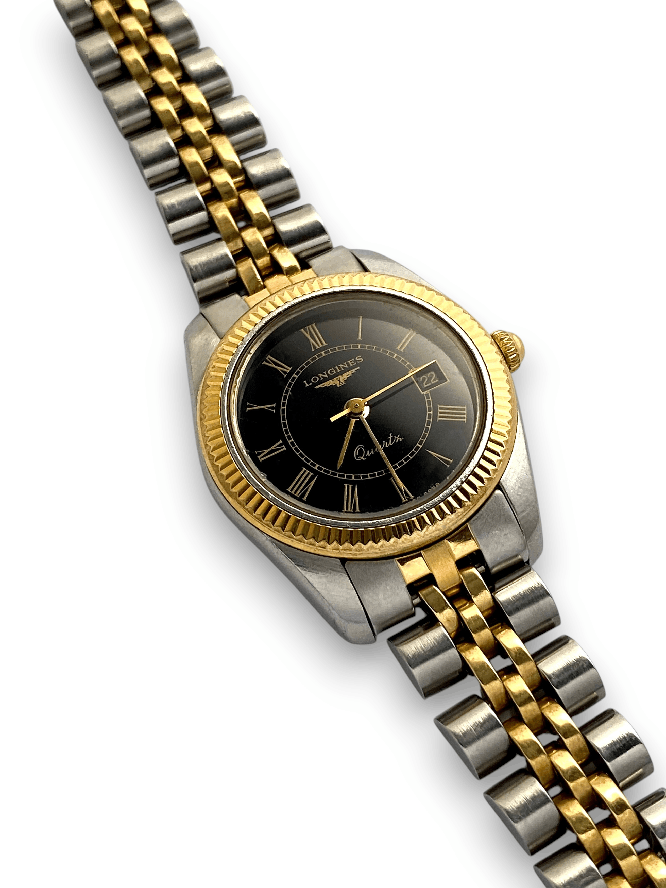 Longines Longines 4858 Black Dial Quartz Ladies Bezel Two Tone Watch Size ONE SIZE - 6 Thumbnail