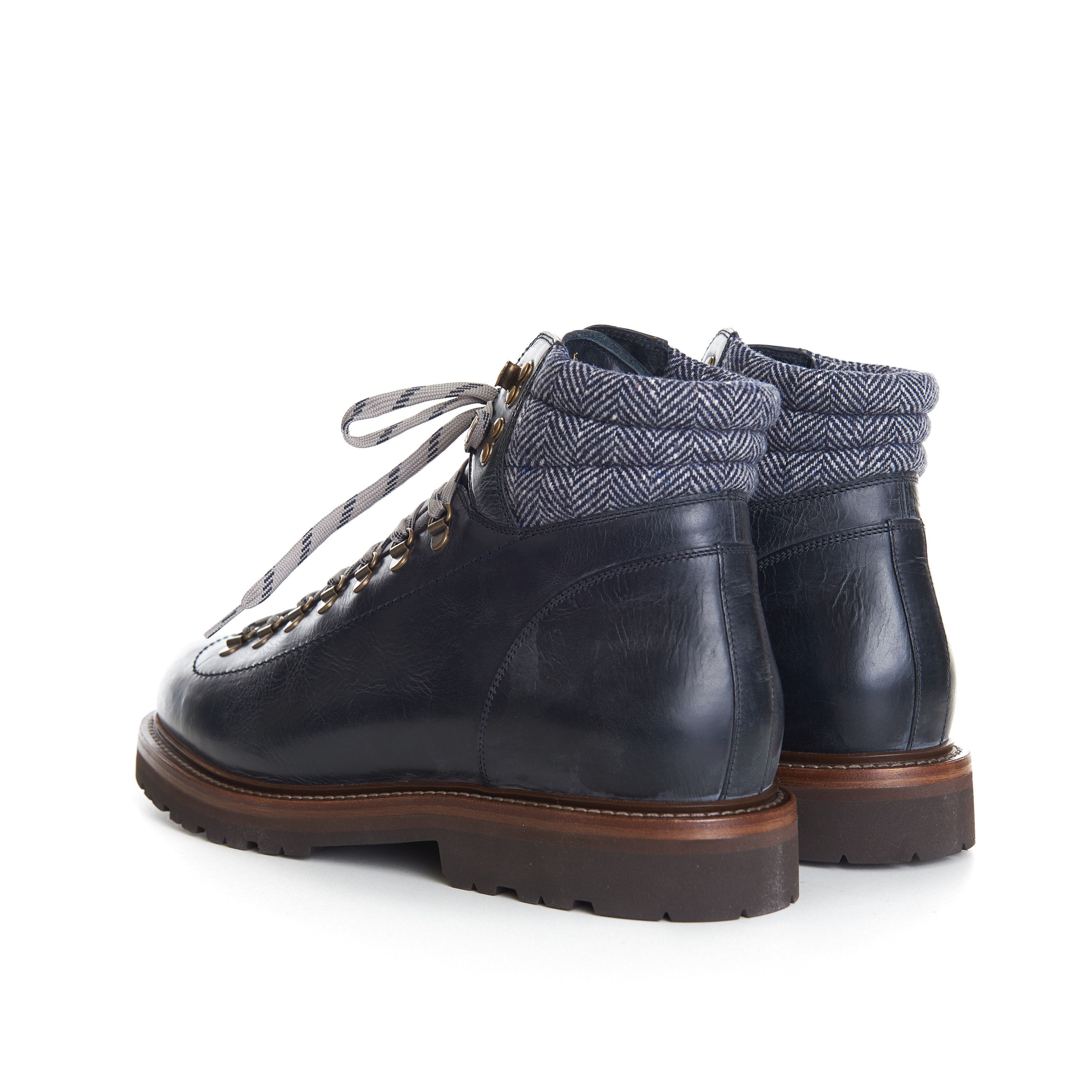 Brunello Cucinelli Mountain Boots In Blue Leather With Shearling Lining Size US 12 / EU 45 - 7 Thumbnail