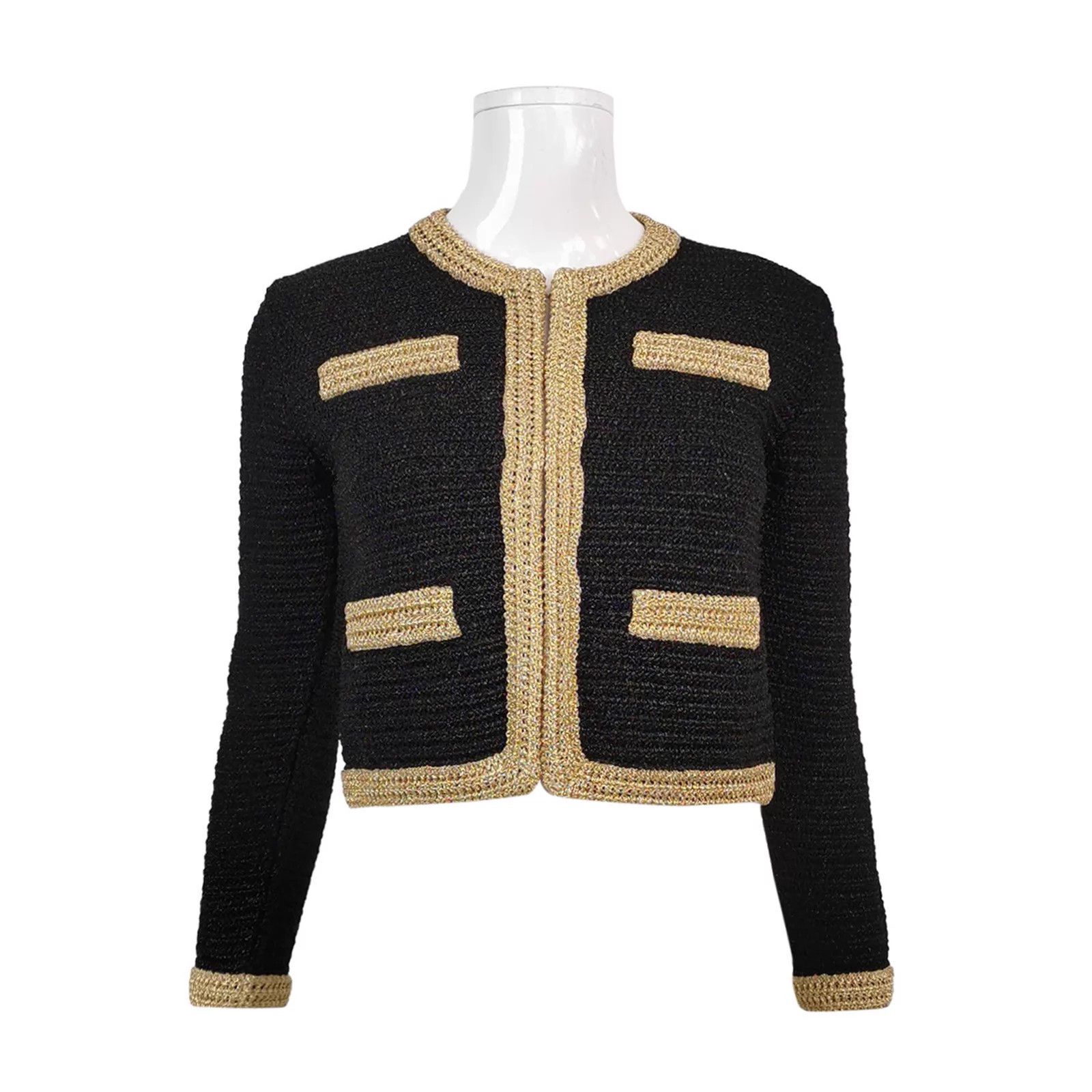 Miu Miu MIU MIU Black & Gold Chanel-Inspired Jacket Women's Size XS / US 0-2 / IT 36-38 - 1 Thumbnail