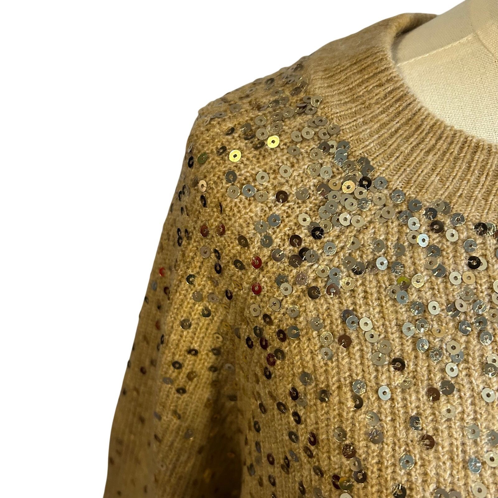 Vince Camuto Vince Camuto Sequin Raglan Pullover Sweater NWT Camel L Size L / US 10 / IT 46 - 9 Thumbnail