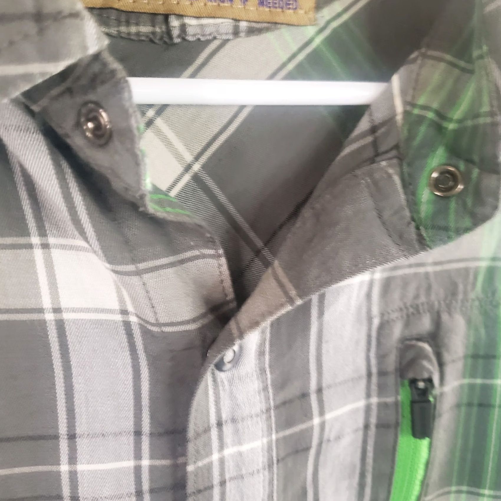 Vintage Rugged Point Button Down Shirt Mens L Green Gray Plaid Twill Zip Pocket Snap Button Size US L / EU 52-54 / 3 - 7 Thumbnail