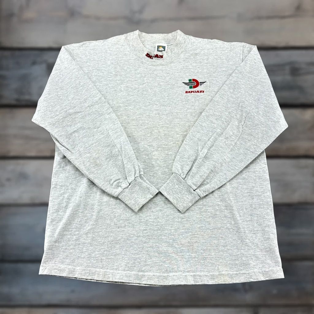Anvil VINTAGE Ducati Motorcycles Shirt Mens L Grey Long Sleeve Cotton Mock Neck 90s Size US L / EU 52-54 / 3 - 1 Thumbnail