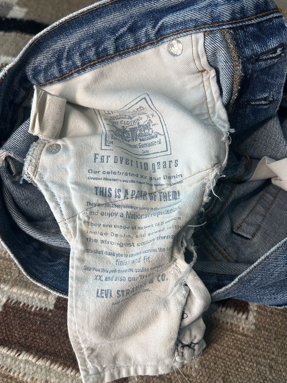 Levi's Vintage Clothing Levi’s Vintage Big E Shorts 90s LVC Denim Shorts Size US 30 / EU 46 - 9 Thumbnail
