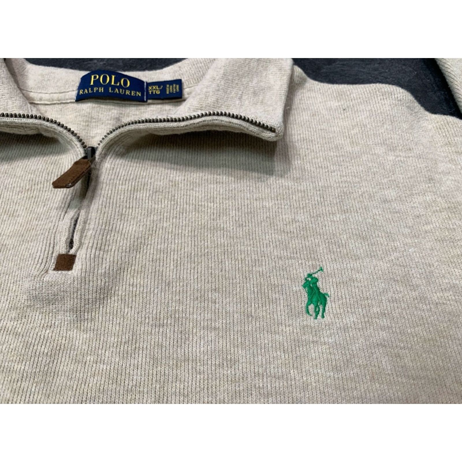Polo Ralph Lauren Polo Ralph Lauren Men’s Sweater 1/4 Zip Tan Cotton 2XL Pullover Knit Pullover Shirt (note: space corrected) Size US XXL / EU 58 / 5 - 2 Thumbnail