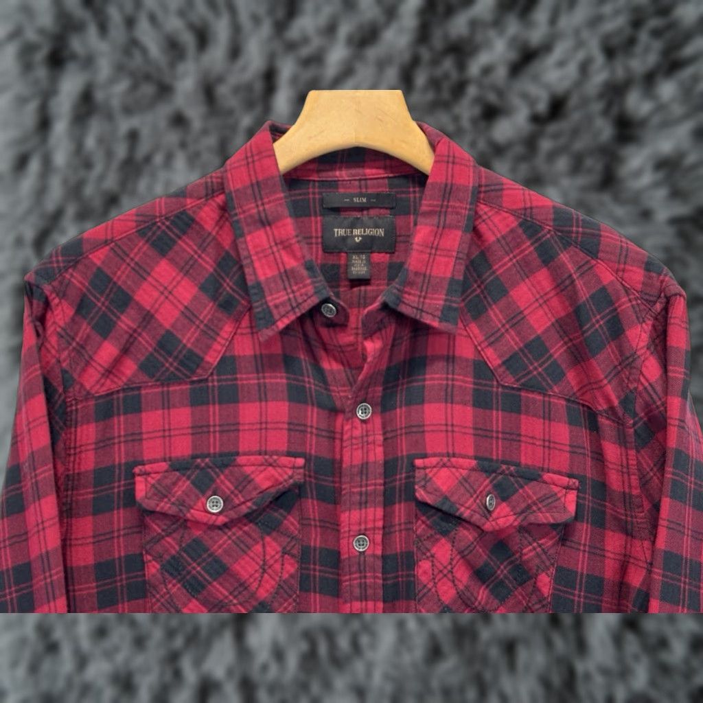 True Religion VINTAGE True Religion Western Shirt Men’s XL Button-Up Red Black Yoke Cowboy Slim Fit Plaid Long Sleeve Collared Button-Up Mens XL Size US XL / EU 56 / 4 - 1 Thumbnail