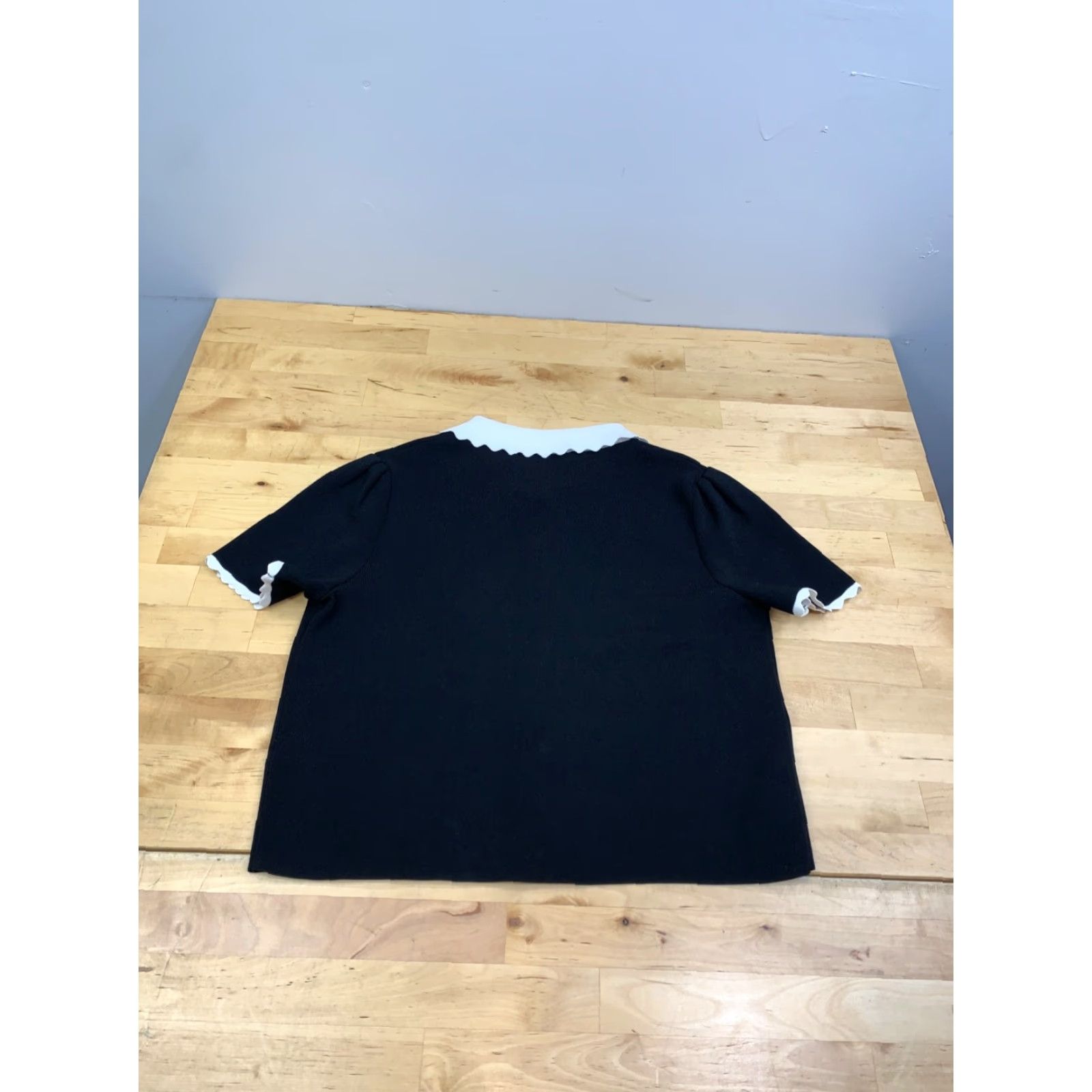 New Republic Truth Republic Scalloped Top Womens S Black Cropped Short Sleeve Shirt Top? Size S / US 4 / IT 40 - 8 Thumbnail