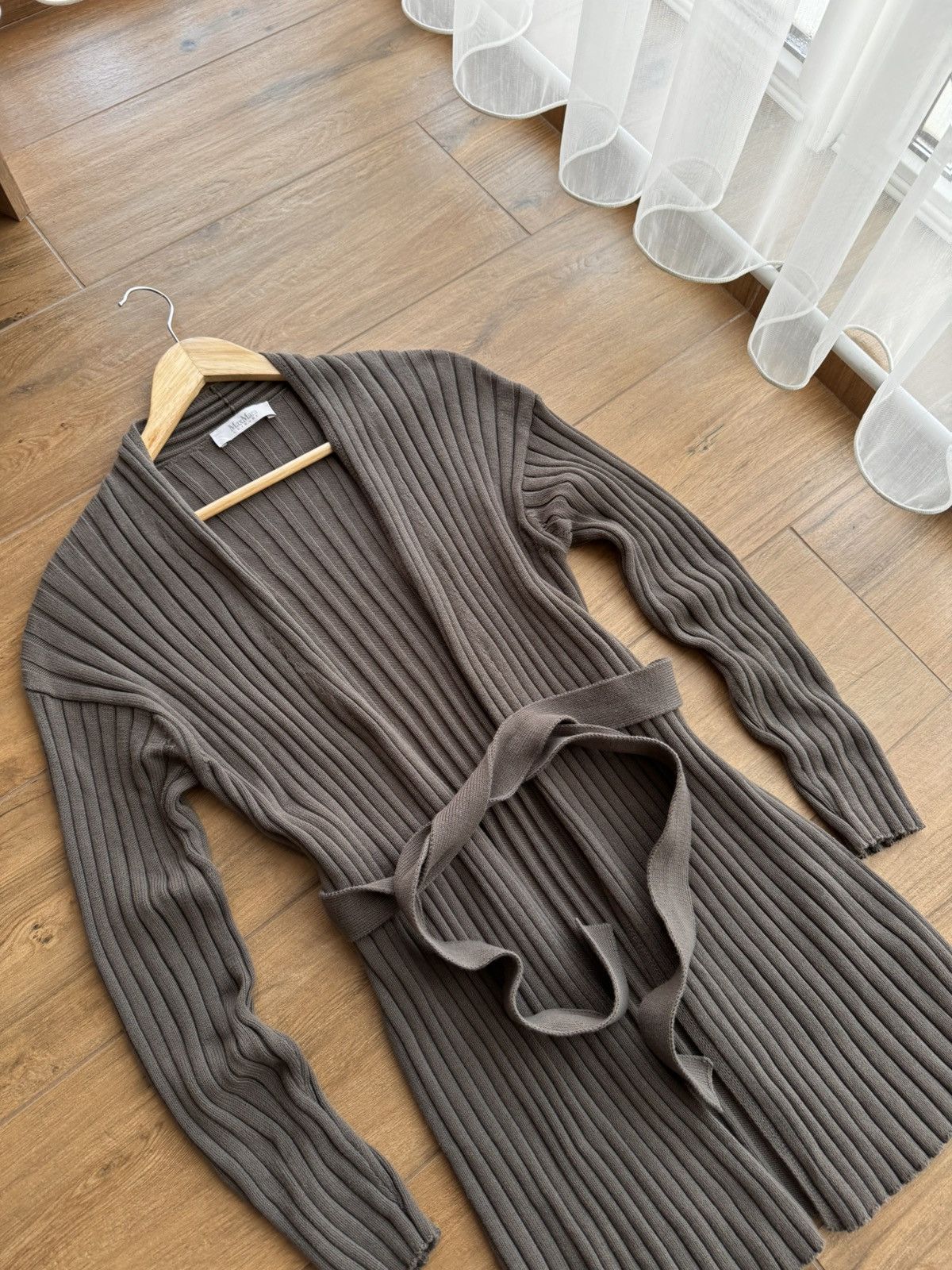 Max Mara × Vintage Vintage Max Mara Brown Viterbo Ribbed Knit Cardigan Size M / US 6-8 / IT 42-44 - 6 Thumbnail