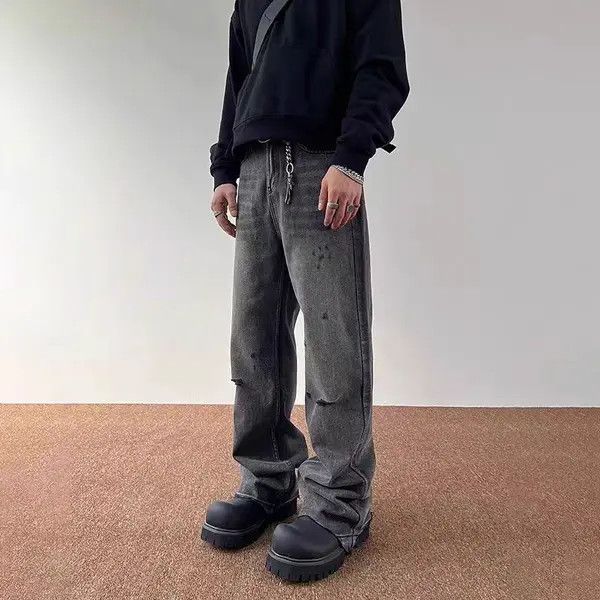 Japanese Brand Chihiro x Hada Washed Black Ripped Loose Hip Hop Jeans Size US 34 / EU 50 - 2 Thumbnail