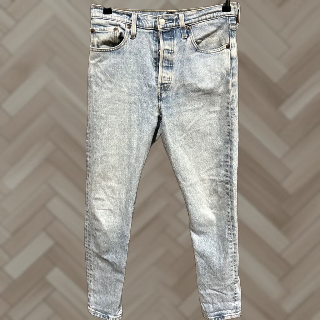 Levi's Levi's 501S Jeans 29x30 Blue Denim Button Fly Distressed Regular Fit Cotton Blend Men Jeans Skinny Style 501 Model Casual Comfort Pockets Distressed Size US 29 - 1 Thumbnail