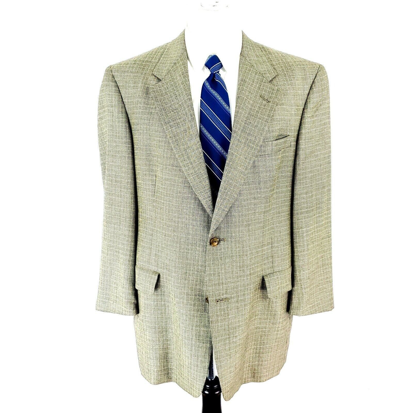 Hart Schaffner Marx Hart Schaffer Marx Wool 2 Button Sport Coat 42R Black Tan St Size 42R - 3 Thumbnail