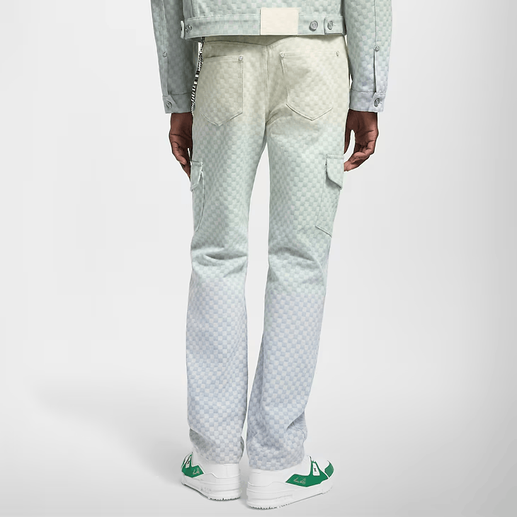 Louis Vuitton Damier Gradient Jacquard Denim Cargo Trousers Size US 29 - 3 Thumbnail