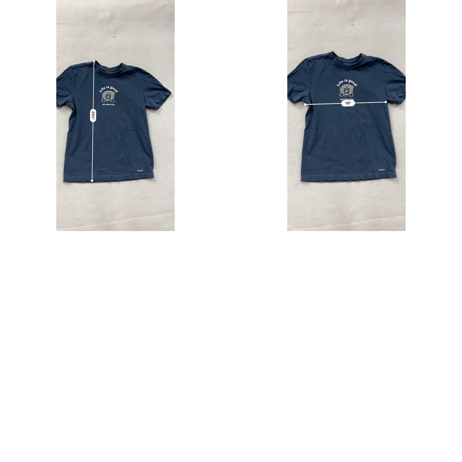 Life is Good Life Is Good Crusher Tee Key West USA Graphic Navy Blue S Mens Girls Unisex Adults Shirt Cn Crew Neck Short Sleeve 100% Cotton Size US S / EU 44-46 / 1 - 8 Thumbnail
