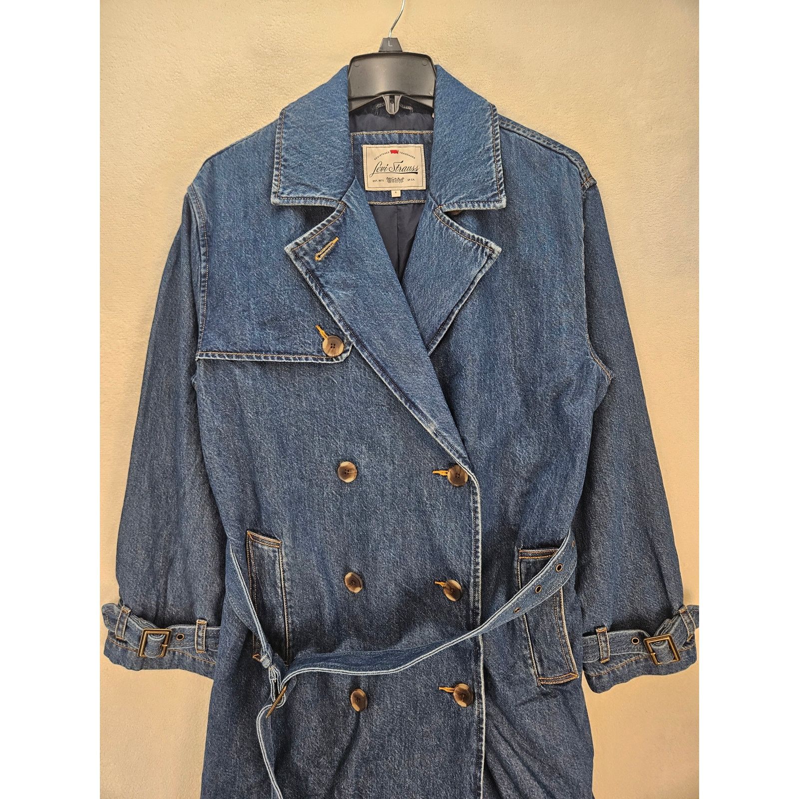 Levi's LEVIS WOMEN'S SMALL SPADE TRENCH COAT DARK WASH A89760001 Size S / US 4 / IT 40 - 7 Thumbnail