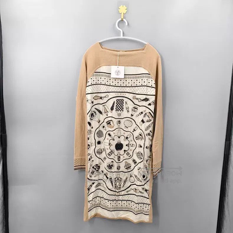 Hermes Hermes Camel Perfume Bottle Print Silk and Wool Dress Size XXS / US 00 / IT 34 - 1 Thumbnail
