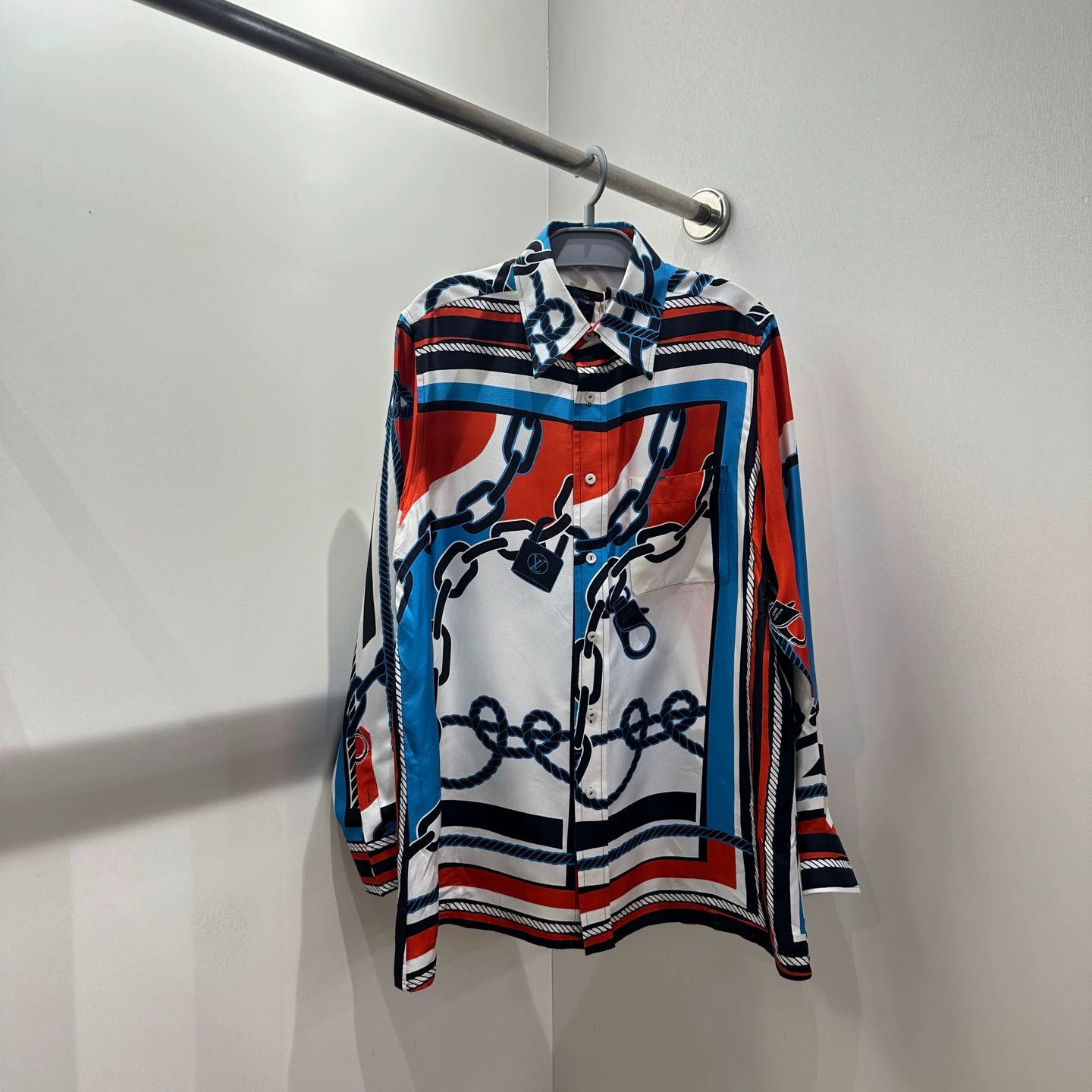 Louis Vuitton LV Nautical Chain Print Silk Longsleeve Shirt EU38 Size S / US 4 / IT 40 - 1 Thumbnail