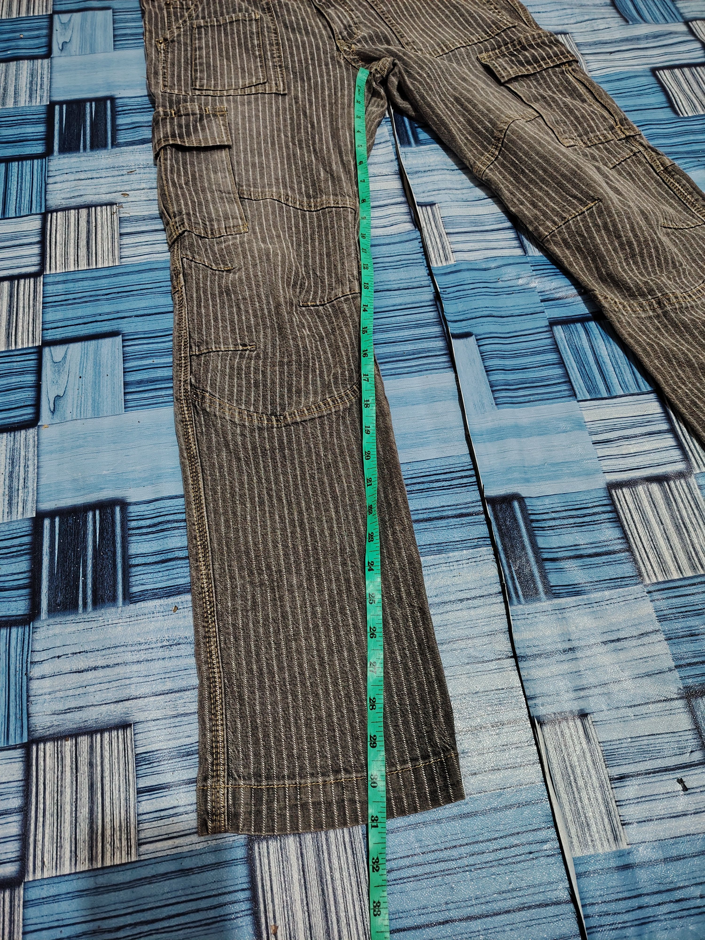 5351 POUR LES HOMMES Dogman Selected Cargo Multipocket Striped Stretch Pants Size US 35 - 23 Thumbnail