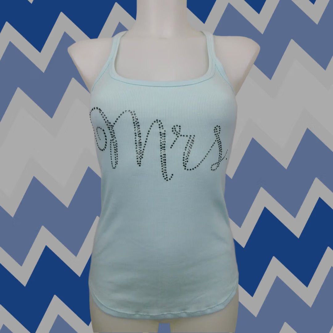 Betsey Johnson Betsey Johnson Rhinestone Bridal Wedding Tank Top XS Blue Sleeveless Camisole Women's Size XS / US 0-2 / IT 36-38 - 1 Thumbnail