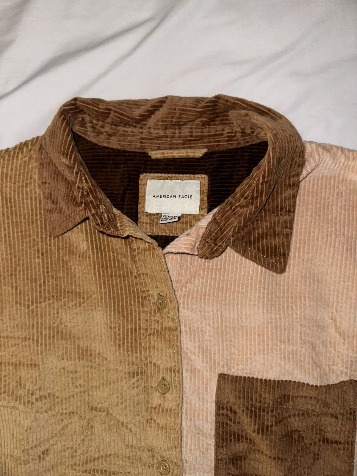 American Eagle Outfitters Two-tone Corduroy Button Up Size S / US 4 / IT 40 - 2 Thumbnail