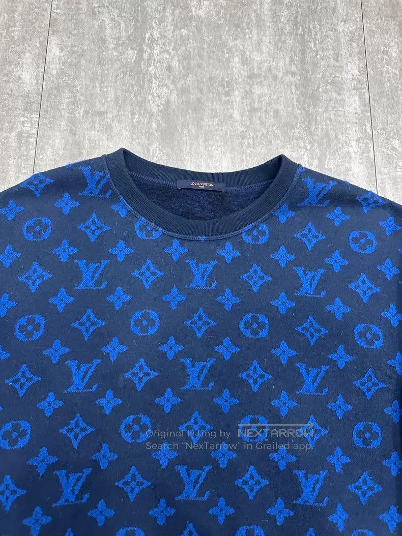 Louis Vuitton Louis Vuitton Blue full-logo long-sleeve sweatshirt Size US XL / EU 56 / 4 - 3 Thumbnail