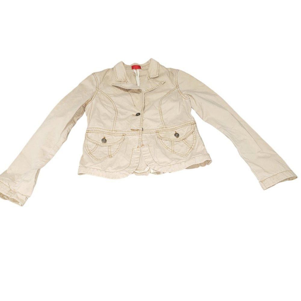 Designer CT182 Ladies Mossimo Long Sleeve Tan Denim Jacket Small Size S / US 4 / IT 40 - 1 Thumbnail