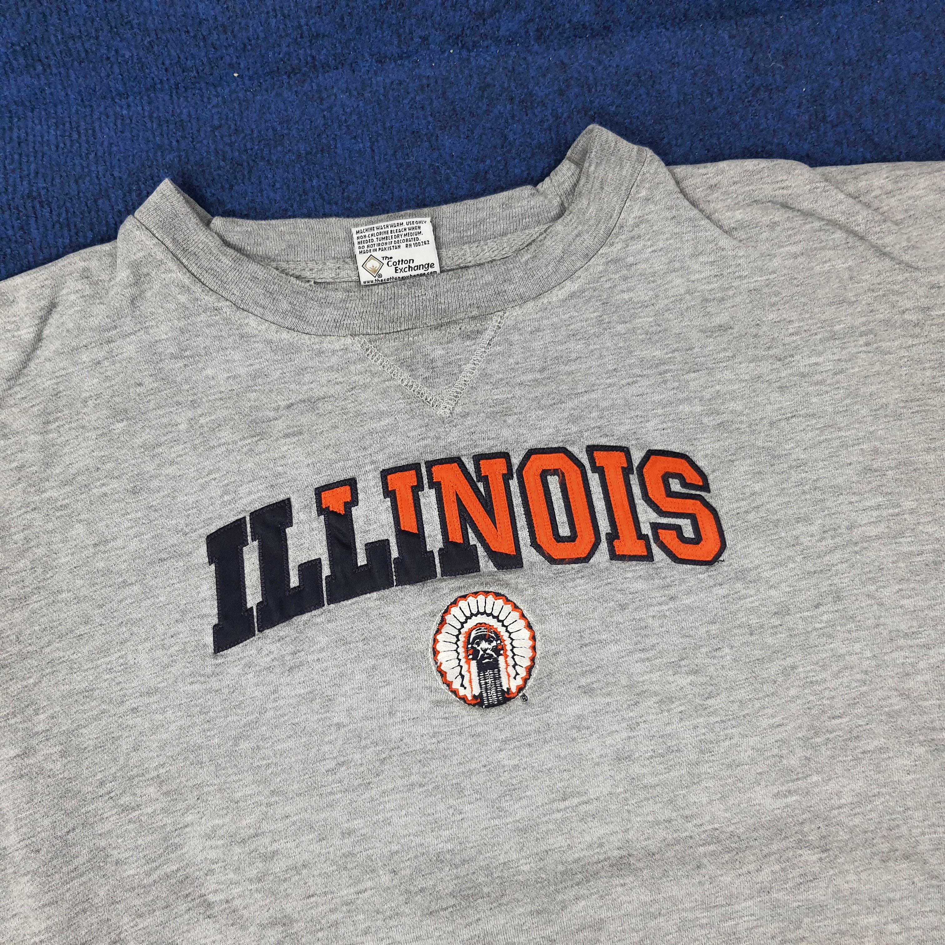 Vintage Vintage Illinois Embroidered Logo Sweatshirt C262N6 Size US XXL / EU 58 / 5 - 2 Thumbnail