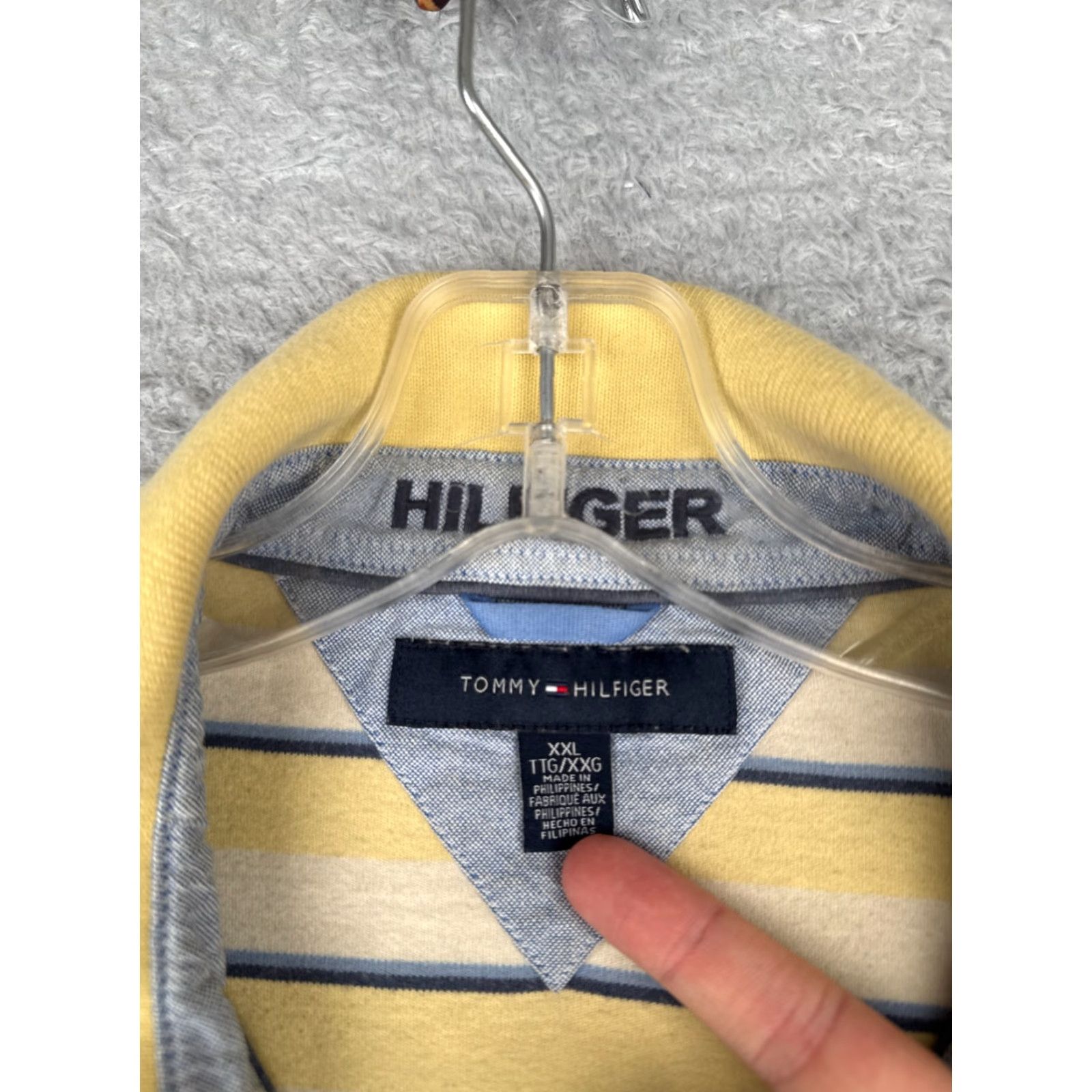 Tommy Hilfiger Tommy Hilfiger Polo Shirt Men 2XL Yellow Blue Stripe 100% Cotton Slim Fit Casual Polo Shirt Mens Size US XXL / EU 58 / 5 - 7 Thumbnail