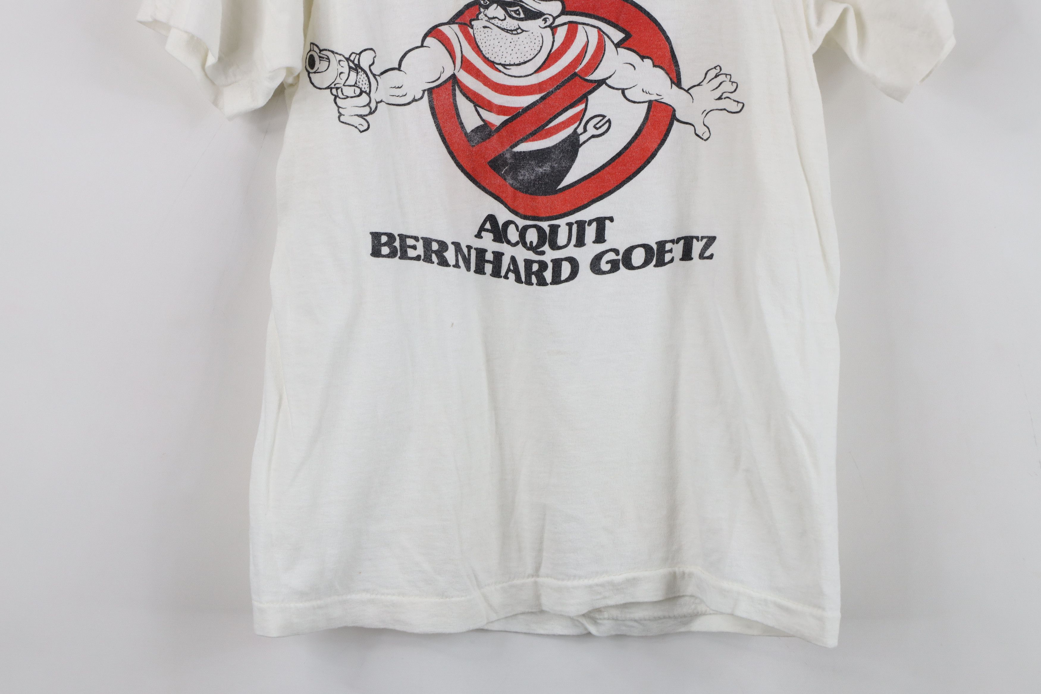 Vintage Vintage 80s Acquit Bernhard Goetz New York T-Shirt USA Size S / US 4 / IT 40 - 3 Thumbnail