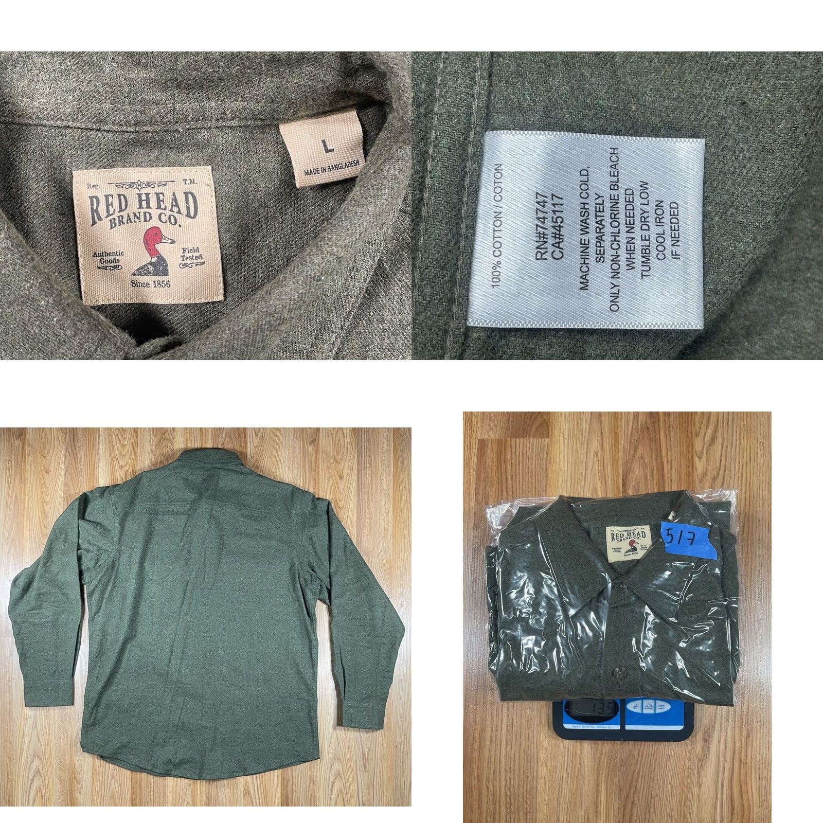Vintage Red Head Brand Co Shirt Mens L Green Button Up Long Sleeves Flannel Casual Size US L / EU 52-54 / 3 - 8 Thumbnail
