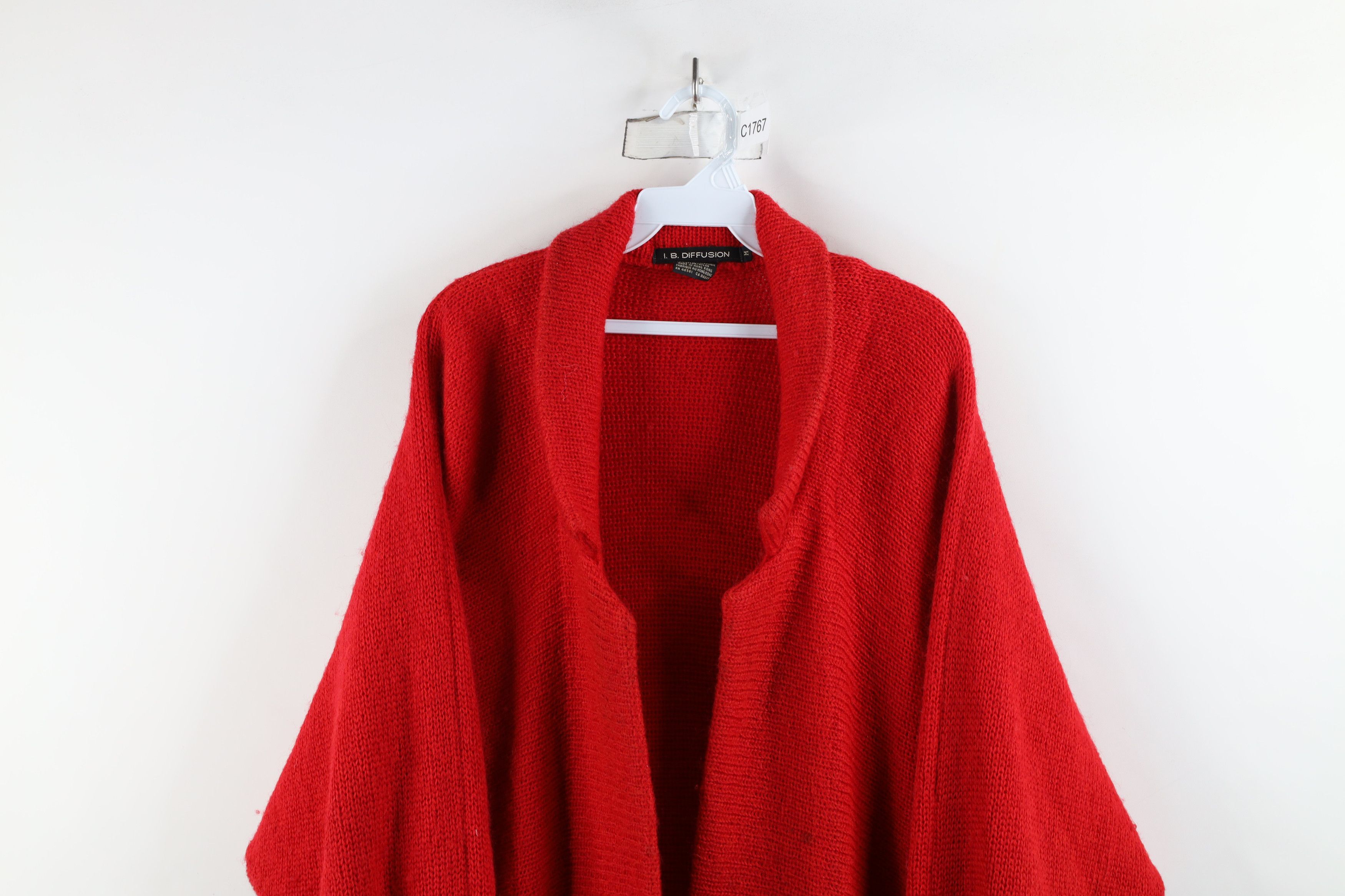 Vintage Vintage 80s Heavy Dolman Sleeve Wool Knit Cardigan Sweater Size M / US 6-8 / IT 42-44 - 2 Thumbnail
