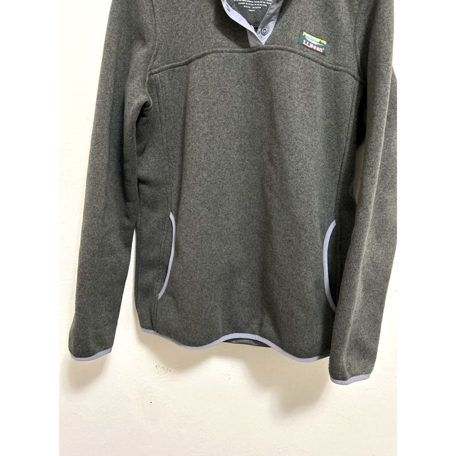 Vintage L.L. Bean Sweater Fleece Womens S Olive Green 1/4 T-Snap Pullover Logo 292726 Size S / US 4 / IT 40 - 3 Thumbnail