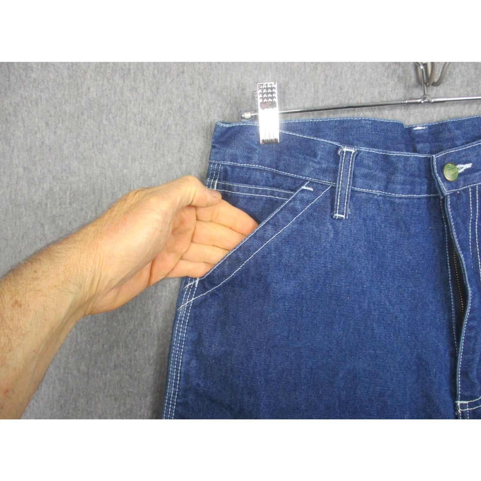 Denime Liberty Jeans Mens 30x28 Blue Relaxed Fit Denim Workwear PANTS Carpenter Straight Pocket Hammer Loop Mens Size US 30 / EU 46 - 4 Thumbnail