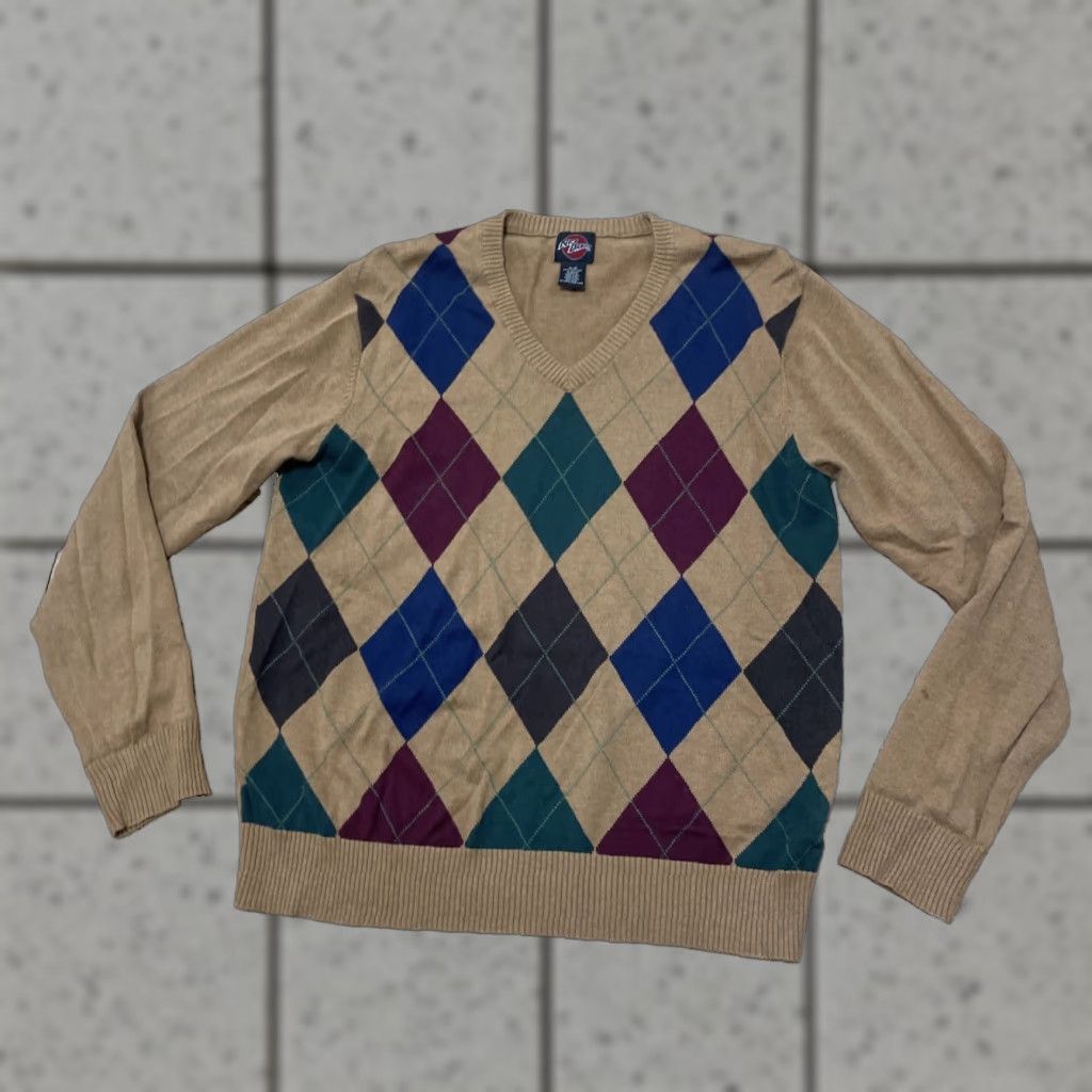 Vintage VINTAGE Nick Danger Sweater Men S Argyle/Diamond 90s Cosby Tan Green Blue Red Academia Size US S / EU 44-46 / 1 - 1 Thumbnail