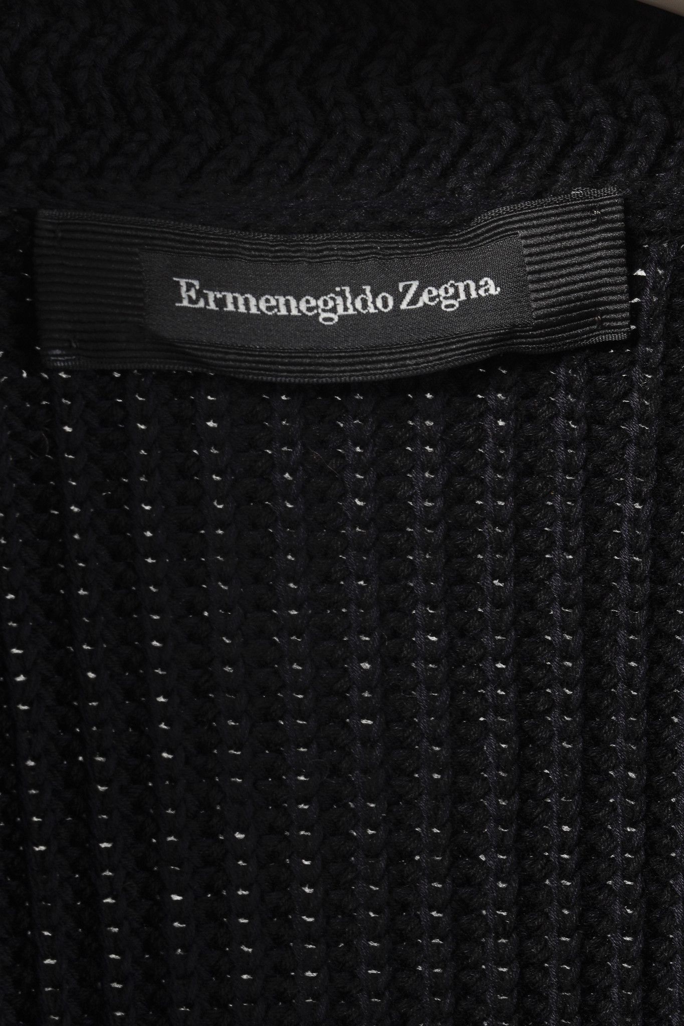 Ermenegildo Zegna Ermenegildo Zegna Navy Cotton-Silk Ribbed Knit Cardigan Size US L / EU 52-54 / 3 - 4 Thumbnail
