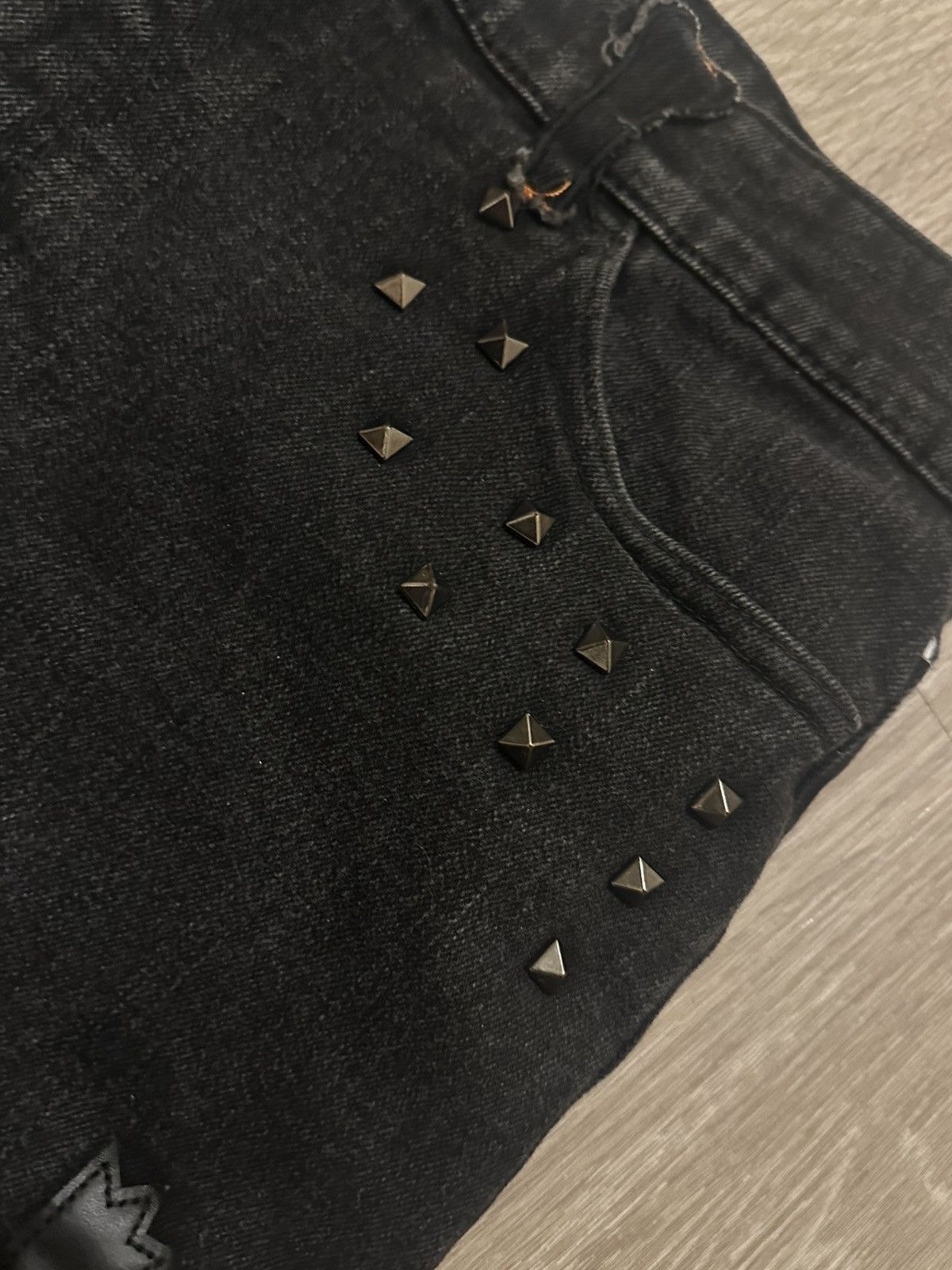 Other Brand X Skull Patch Distressed Cross Jeans Size US 32 / EU 48 - 4 Thumbnail