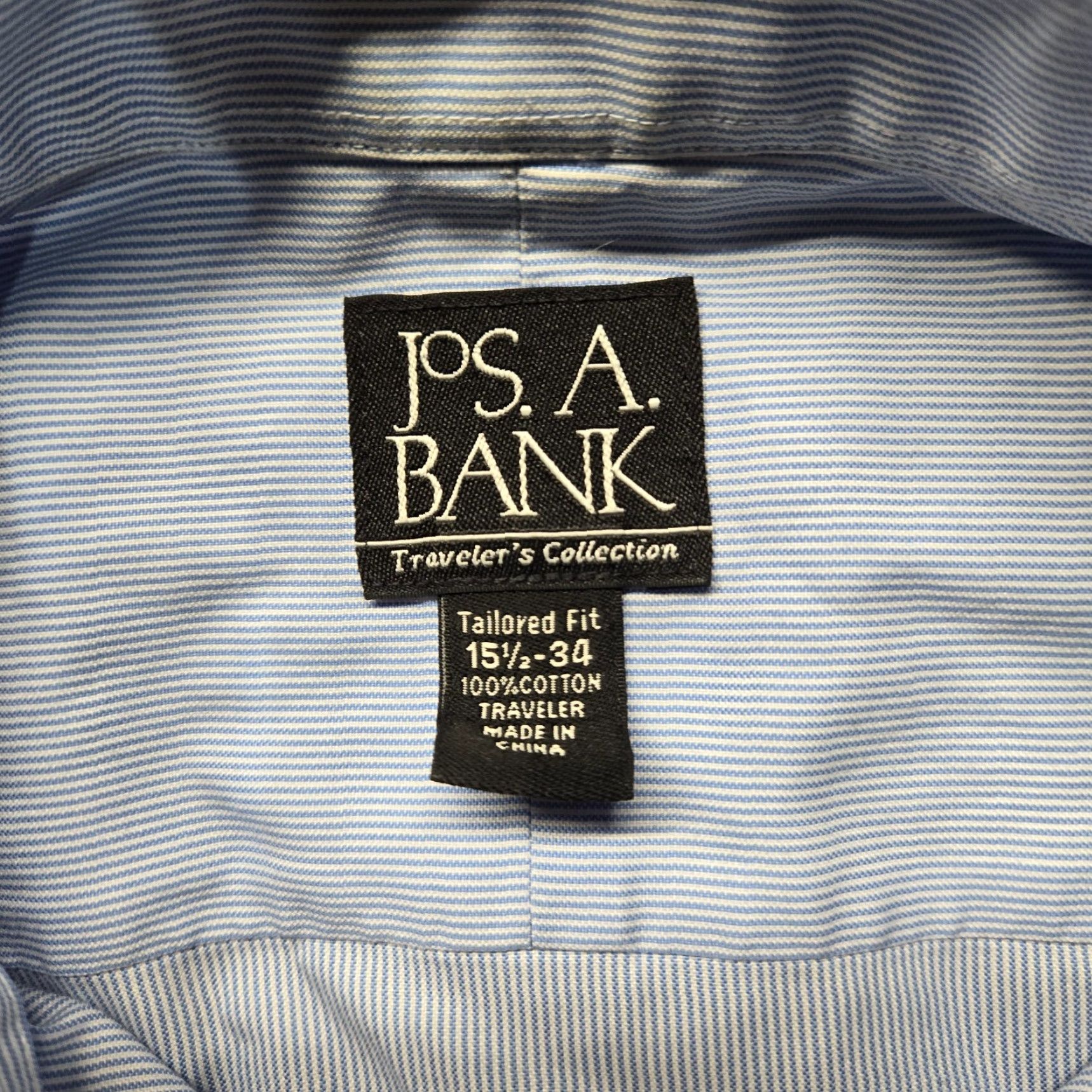 Jos. A. Bank Jos A Bank Shirt Button-Up Striped Long Sleeve 15.5 34 Blue Cotton Men Regular Travel Business Casual Workwear Vintage No Size US M / EU 48-50 / 2 - 3 Thumbnail