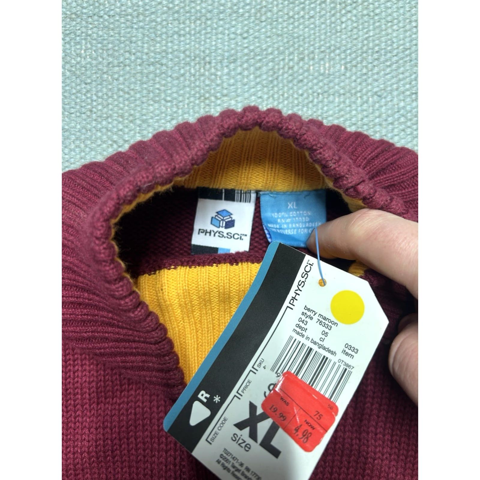 Vintage VINTAGE Physical Science Sweater Pullover Cable-Knit Red XL Men NWT Maroon Burgundy Cotton” Size US XL / EU 56 / 4 - 4 Thumbnail