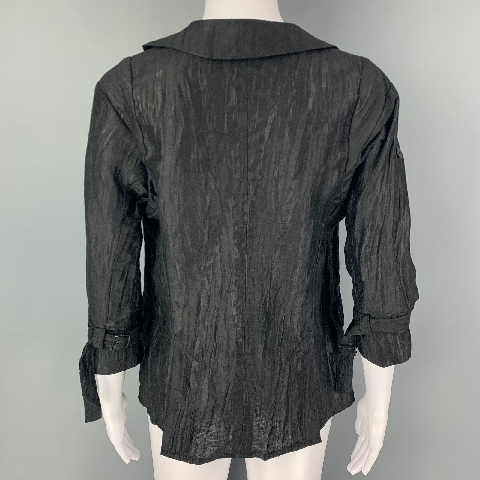 Other COSA NOSTRA Size M Black Silk Blend Wrinkled Jacket Size M / US 6-8 / IT 42-44 - 3 Thumbnail