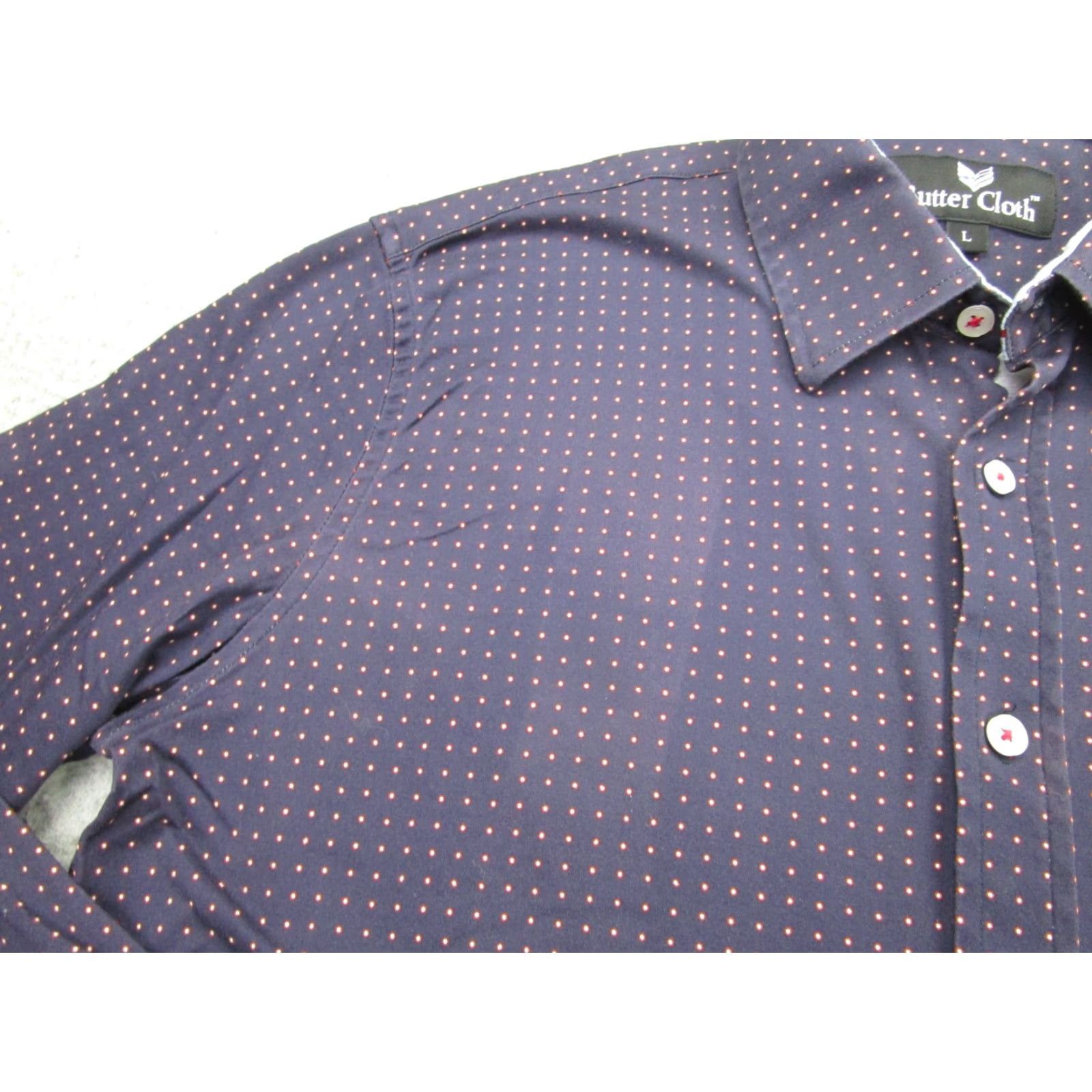 Vintage Buttercloth Slim Fit Button-Up Shirt Mens Large Blue Polka Dot Stretch Casual Preppy Size US L / EU 52-54 / 3 - 4 Thumbnail