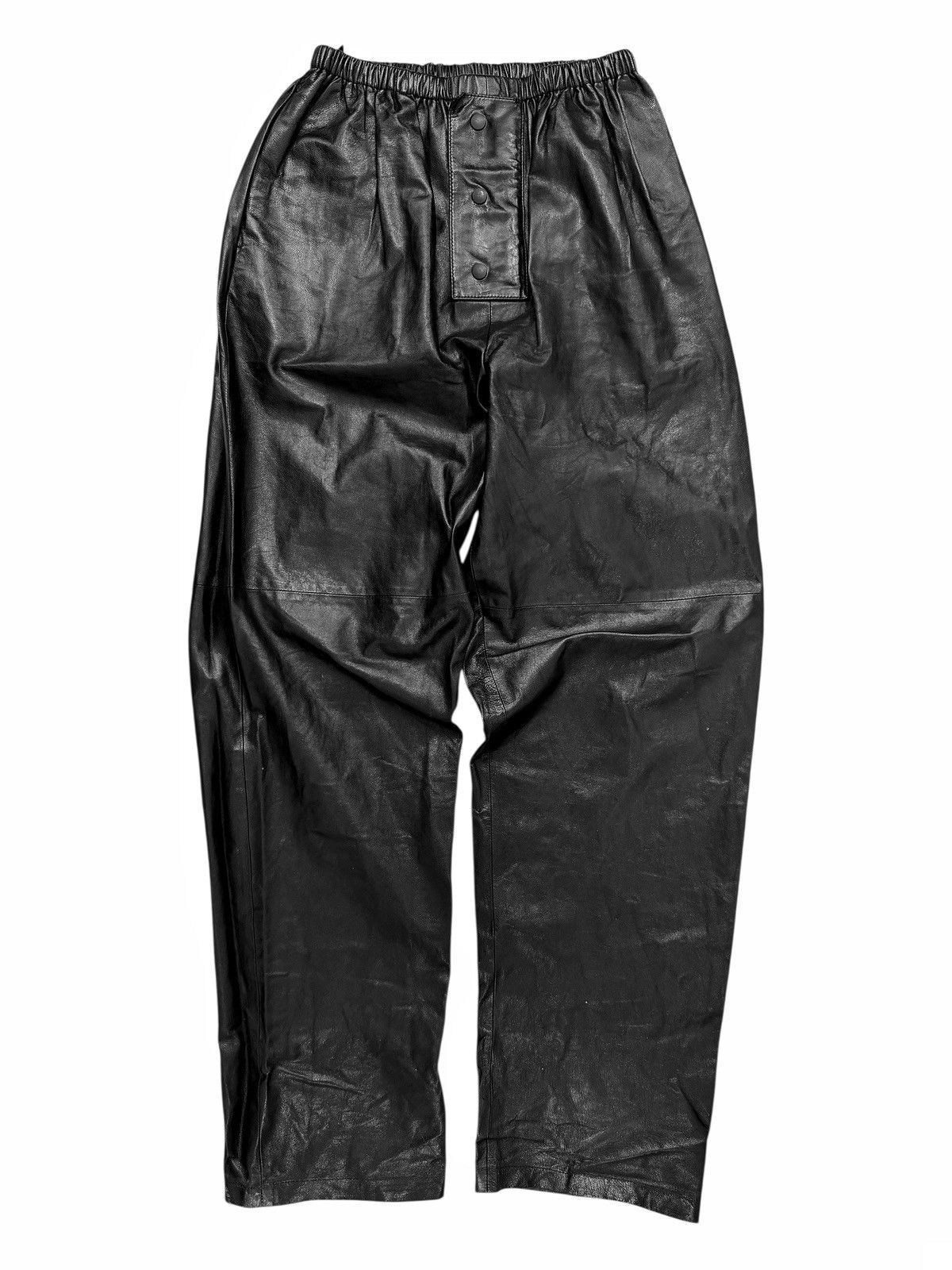 Prada $6000 2022 Triangle Patch Goat Leather Baggy Pants Size US 30 / EU 46 - 1 Thumbnail