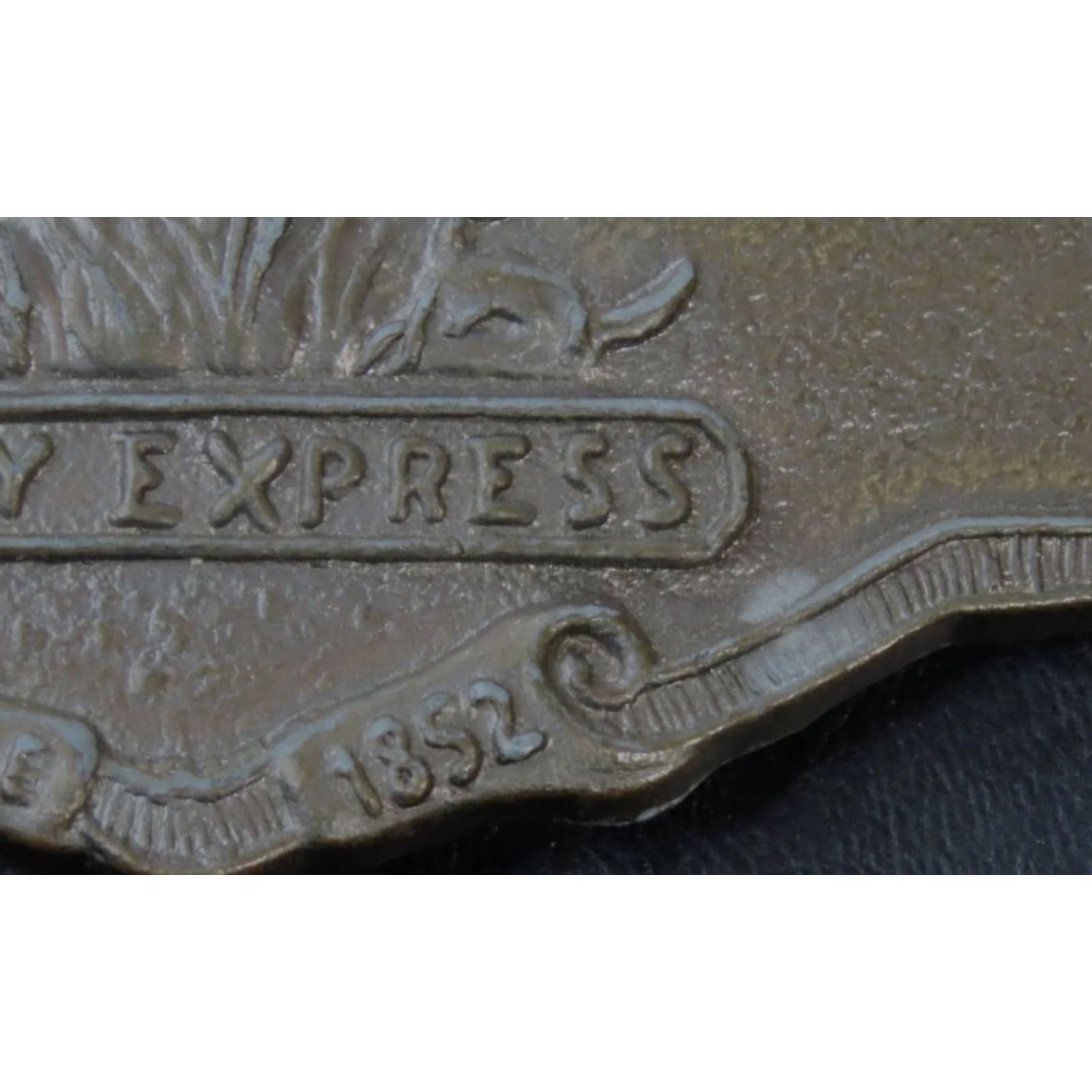 PONY VINTAGE Pony Express Brass Belt Buckle 3.5"x3" Fits 1.5" Belt Bronze Old West 1970s Unisex Mens Womens Size ONE SIZE - 2 Thumbnail