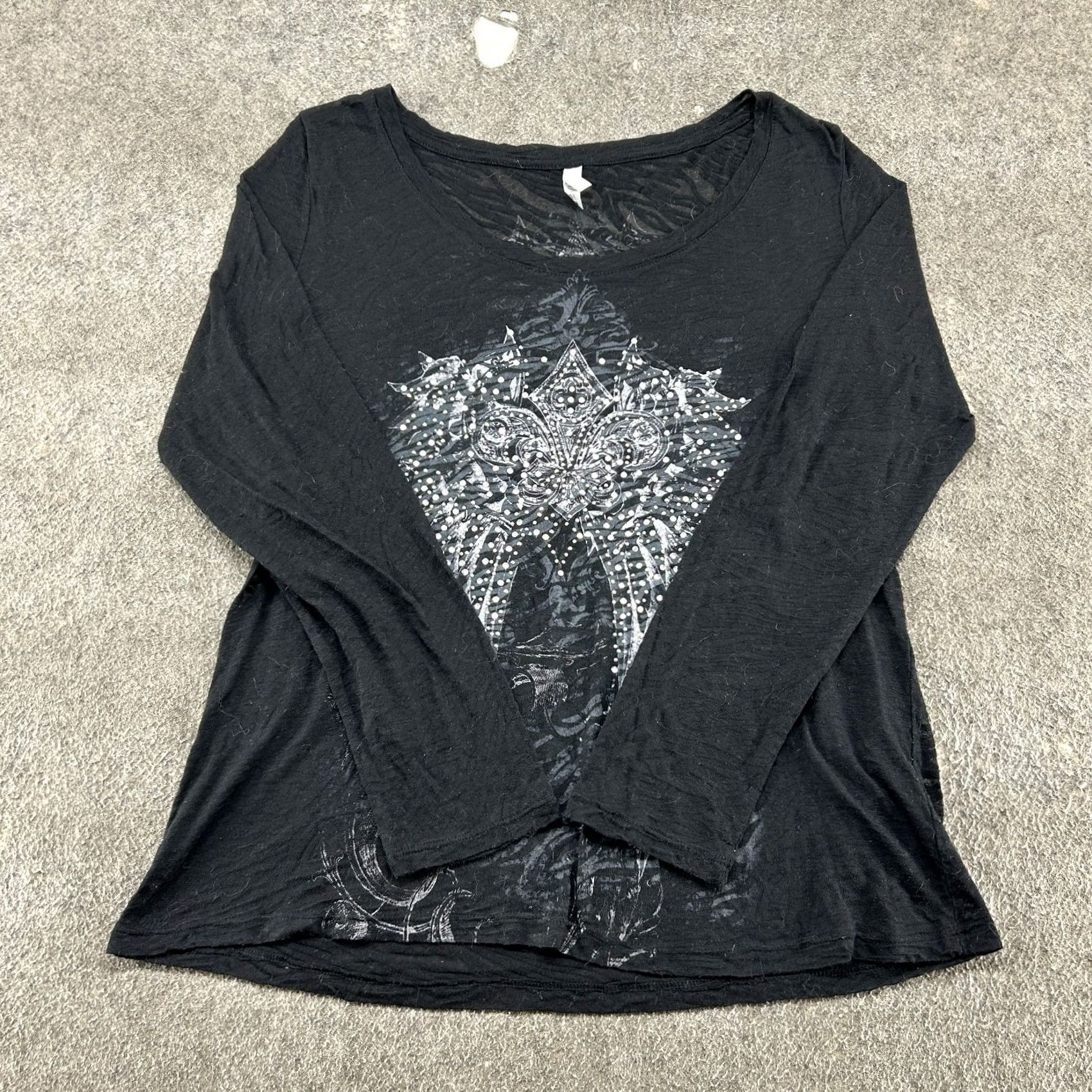 Vintage VINTAGE not applicable; restructure: Yu Jin Wings Shirt Women 3XL Black Long Sleeve Rhinestone Burnout See Thru Shirt Size XXL / US 16-18 / IT 52-54 - 2 Thumbnail