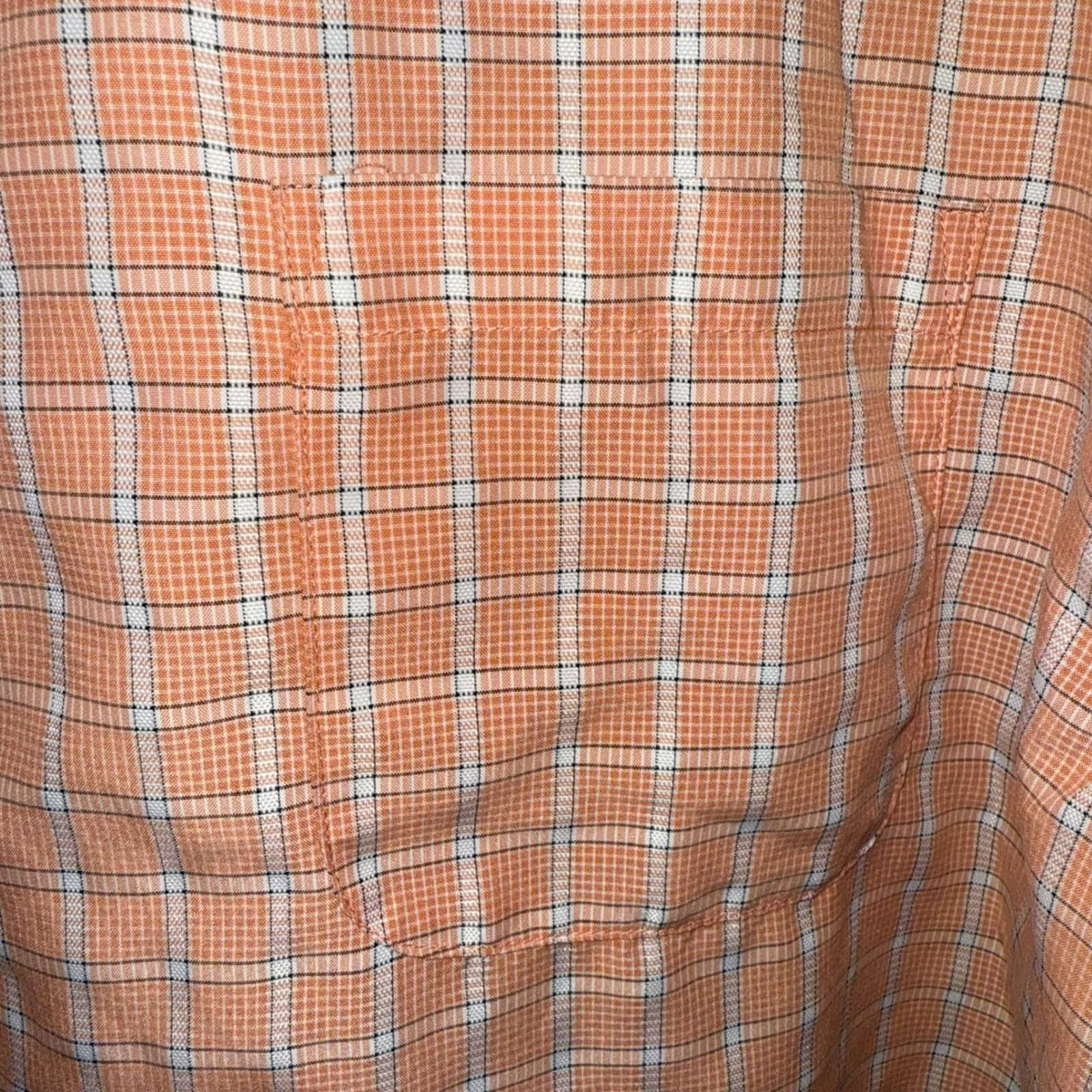 Joseph & Feiss Joseph & Feiss Mens 3X Orange Plaid Button Down Short Sleeve Size US XXL / EU 58 / 5 - 5 Thumbnail