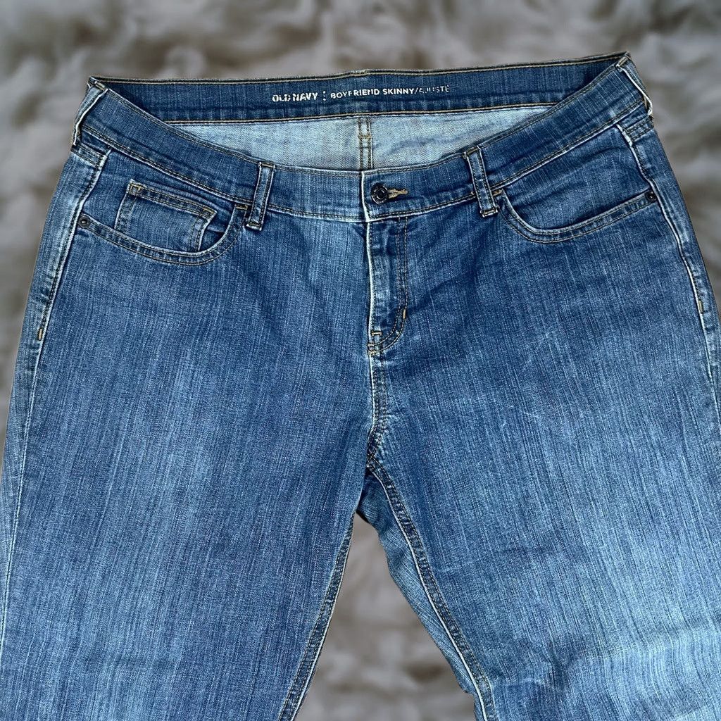 Old Navy Old Navy Jeans Womens 14 Boyfriend Skinny Leg Mid Rise Stretch Blue Denim Pants Size 36" / US 14 / IT 50 - 1 Thumbnail