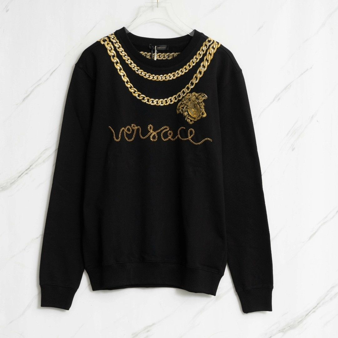 Versace Versace Men's Rhinestone Chain Embroidered Sweatshirt Size US M / EU 48-50 / 2 - 1 Thumbnail
