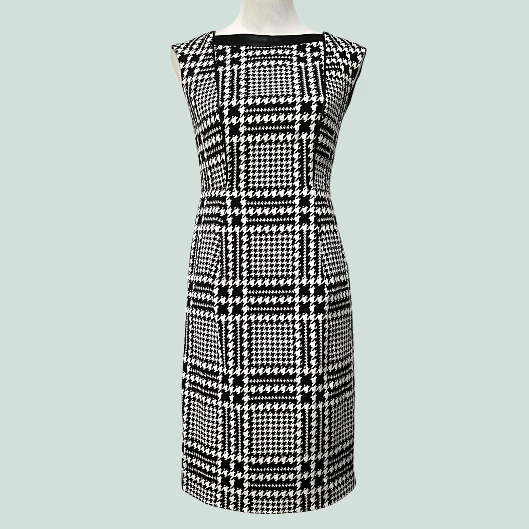 Karl Lagerfeld Karl Lagerfeld Dress Black & White Houndstooth Sheath Sleeveless Women’s Size 2 Size XS / US 0-2 / IT 36-38 - 1 Thumbnail