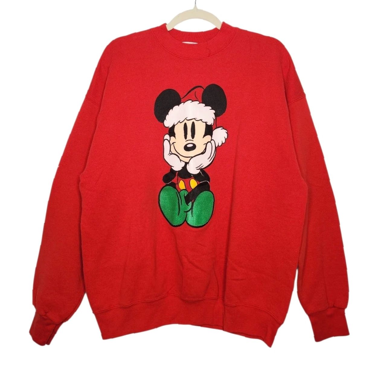VINTAGE Mickey Mouse XL Christmas Holidays Disney Red 90s Santa