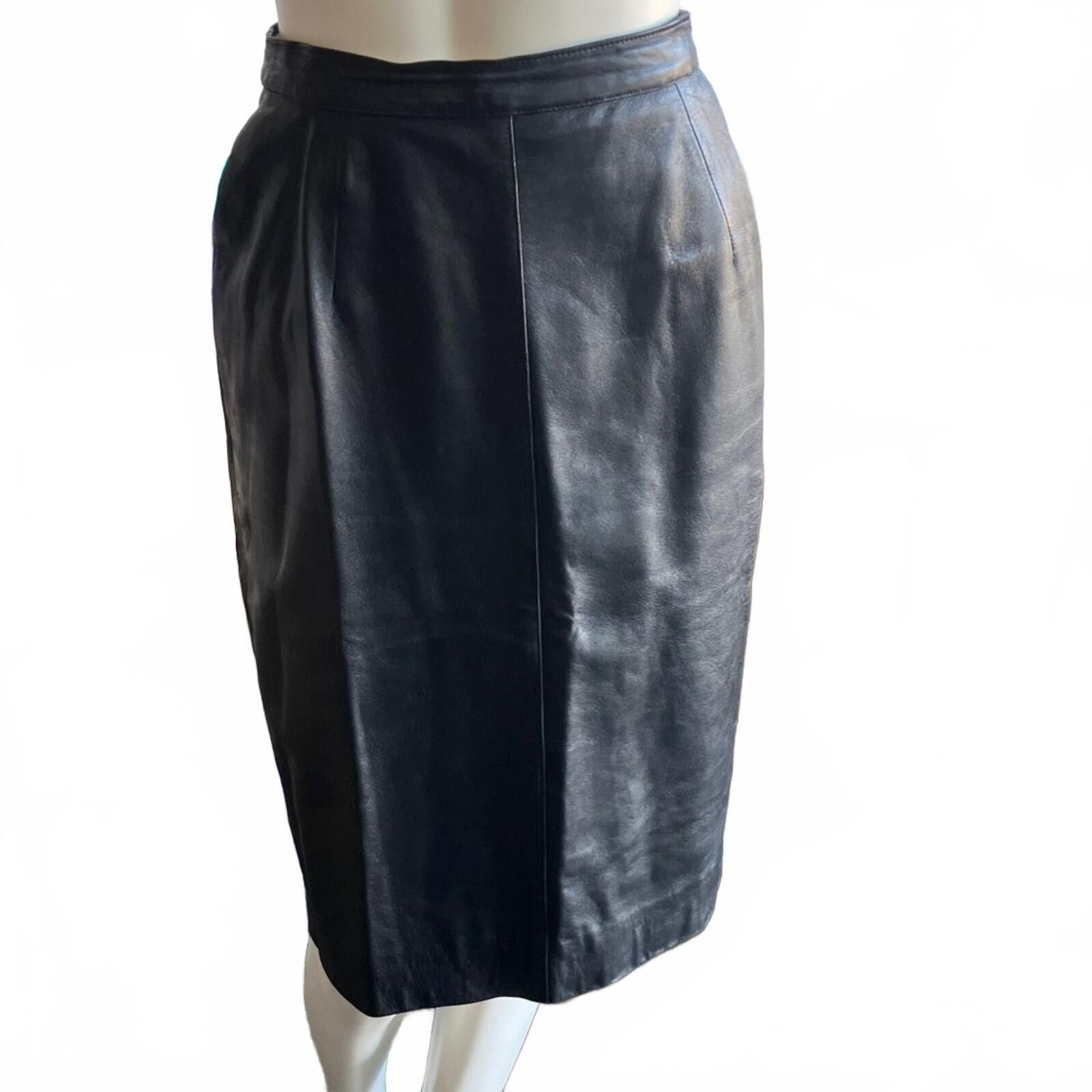 Vera Pelle Vera Pelle Elegant Black Leather Pencil Skirt Size 30" / US 8 / IT 44 - 2 Thumbnail
